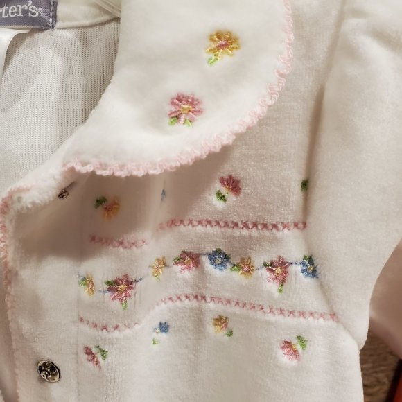 Carter's 3M Girl Sleeper White Velour Footed - Picture 6 of 7